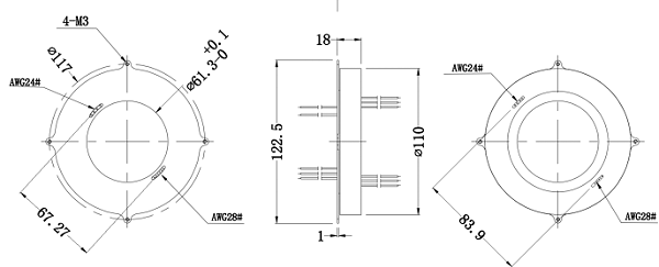 BTP61123盘式内外径定制导电环图纸